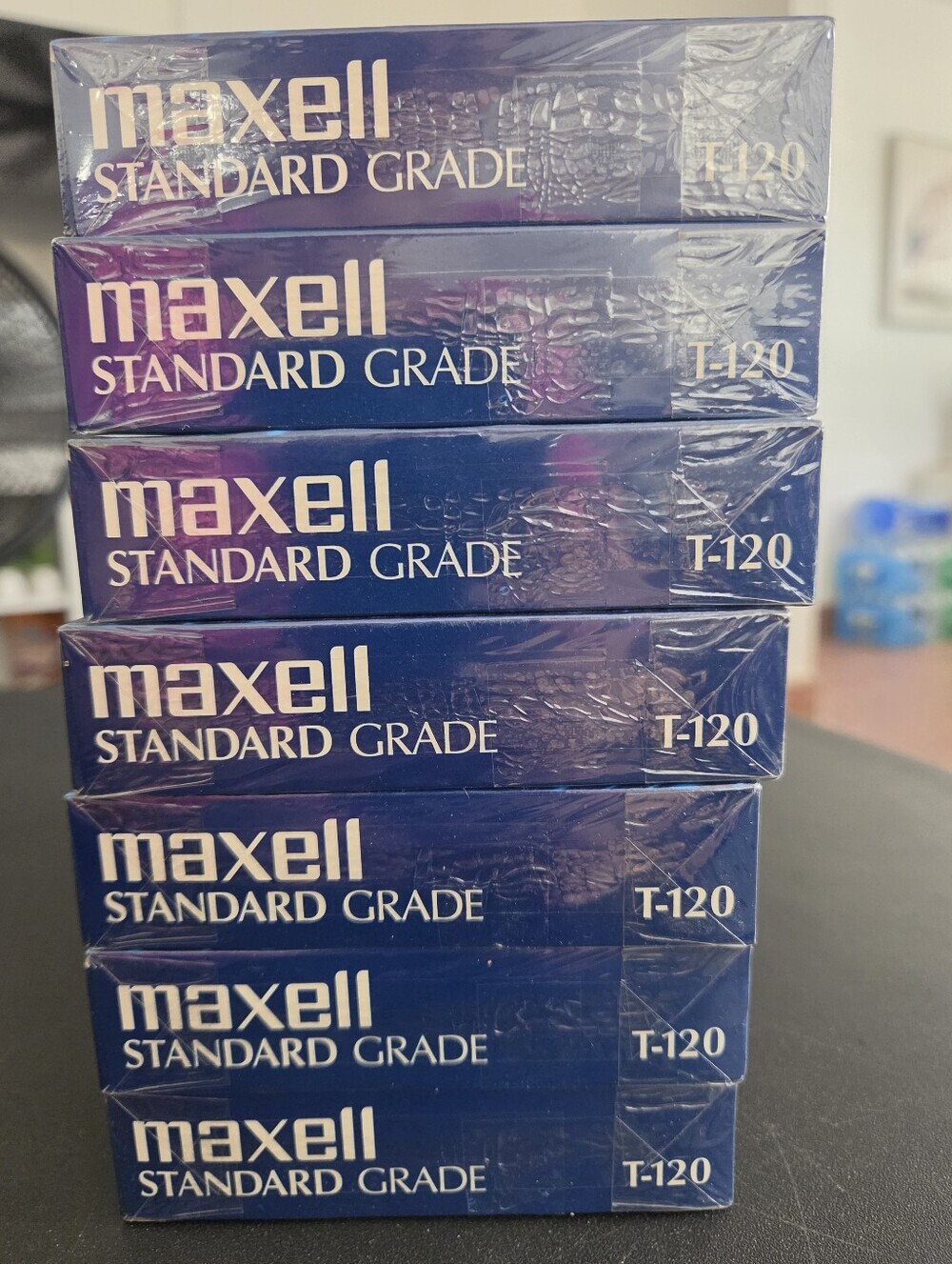Lot of 7 Maxell T-120 VHS Blank Tapes Factory Sealed Standard Grade Vintage